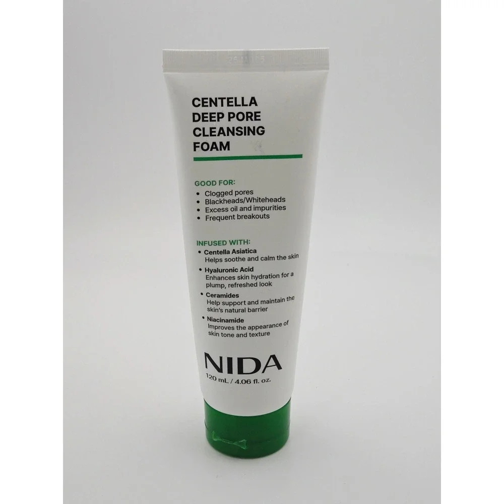 NIDA Centella Deep Pore Cleansing Foam 4oz Korean Skincare Niacinamide Ceramide